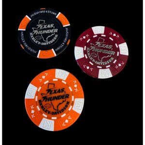 Harley Davidson‎ Poker Chips Dealer Lot of 3 TEXAS THINDER Nacogdoches TX